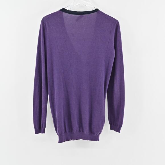 NINA RICCI Sweater Womens Size M Cashmere Blend Purple VNeck‎ Knit Cardigan - Picture 4 of 14